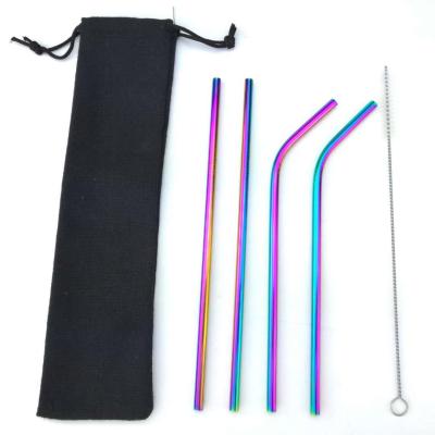 China Sustainable Eco Friendly Customize Logo 304 Metal Stainless Steel Color Straw Set for sale