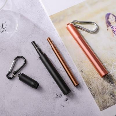 China Disposable LFGB Certificated Portable With Brush Case Pink Telescopic Stainless Steel Straw for sale