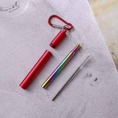 China Portable Disposable Metal With Clean Brush In Case LFGB Telescopic Collapsible Straw for sale