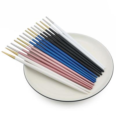 China Home Disposable Stainless Steel Hotel Restaurant Metal Chopstick Set Custom Logo for sale