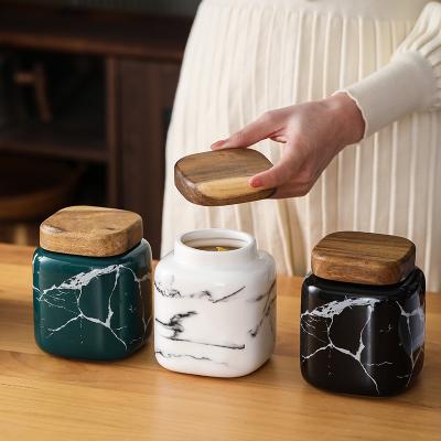 China New Arrival Special Hot Sale Luxury Ceramic Marble Folding Canister With Lid for sale