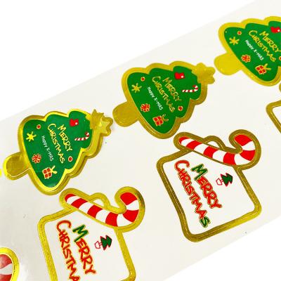 China Christmas Pattern Christmas Gel Gift Stickers Waterproof Merry Christmas Tree Shaped Stickers Labels for sale