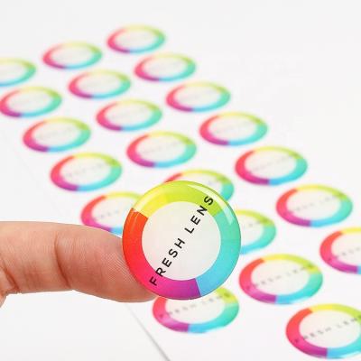 China Custom Printing Brushed Silver Dome Logo Sticker Pu Waterproof+Eco-friendly Pet Epoxy Resin Sticker for sale