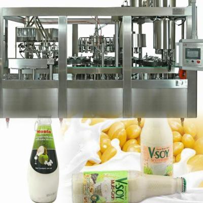 China Food Factory Supply CE 12000bph Soy Milk Coconut Milk Rice Fruit Vinegar Automatic Automatic Glass Bottled Filling Capping Machine for sale