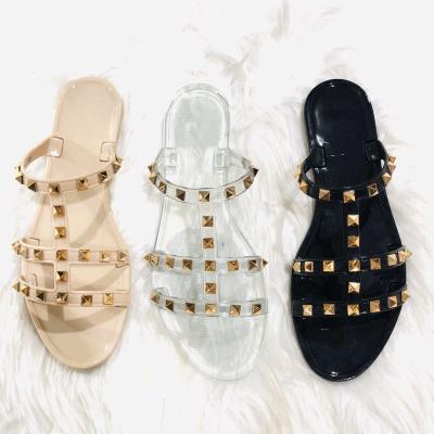 China New Fashion Trend Roman Style Rivet Open Toe PVC Women Freeze Non-slip Casual Women's Sandals Flat Sports Shoes for sale