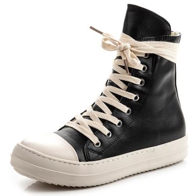 China Fashion Trend Custom Dropshipping Logo Leather Women High Top Sneakers 2022 New Women Shoes Ladies Trainers Vulcanized Shoes Plus Shoes for sale