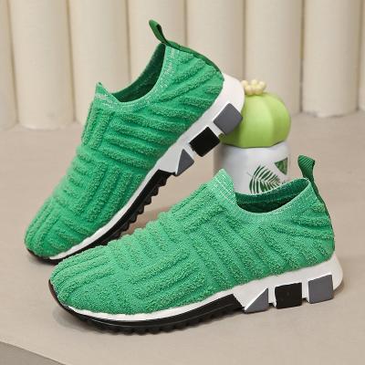 China Fashion Trend Luxury Women's Spring New Style Thick-soled Flat Casual Shoes Stretch Towel Sports Large Size Women Shoes Summer 2022 for sale