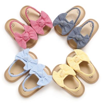 China 2022 Breathable Newborn Boys Girls Summer Elastic Bow Shoes Toddler Infant Slips Baby Sandals for sale