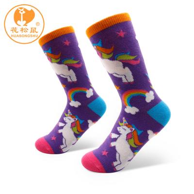 China Anti-slip New Arrival Popular Hot Sale Funky Lovely Rainbow Unicorn Cotton Crew Socks for sale