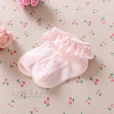 China Snagging Resistance Ruffled Loose Lace Baby Cotton Socks for sale