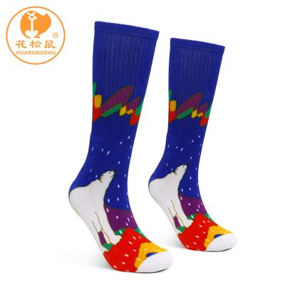 China 3D Polar Bear And Tribe Anti-Slip Sock Printing Long Tube Cheap Polyester Socks for sale