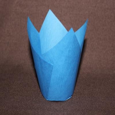 China Sky Blue baking tulip cup/lotus cup , cake cup liners for sale