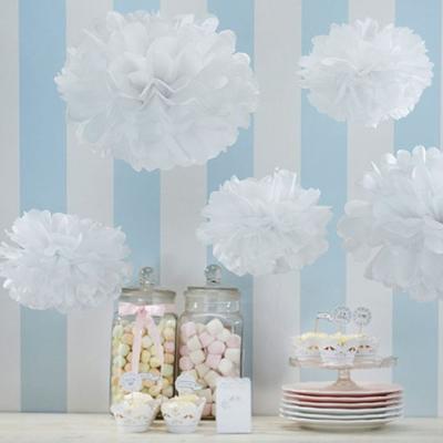 China Pure White Color Tissue Paper Pom Pom for Wedding Party Decoate for sale