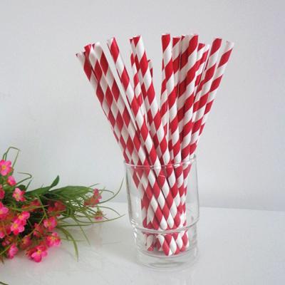 China Red Strip drinking paper straws/ Drinking Straws For party wholesale for sale