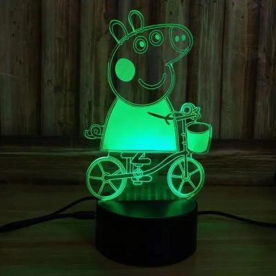 China The Peppa pig Acrylic 3D LED  Night  Light for Gift , OEM Decoration LED Light in many colors for sale