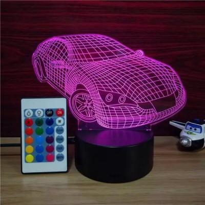 China Popular Super Car Designs Acrylic 3D LED Night Light for Gift   rechargeable and remote control for many colors for sale