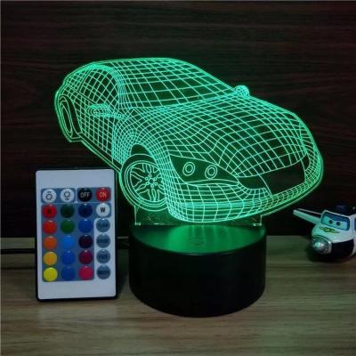 China Popular Super Car Designs Acrylic 3D LED Night Light for Gift   rechargeable and remote control for many colors for sale