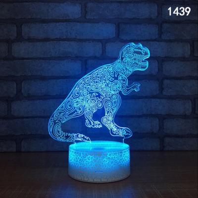 China Dinosaur Designs Acrylic 3D LED Night Light for Gift   rechargeable and remote control for many colors for sale