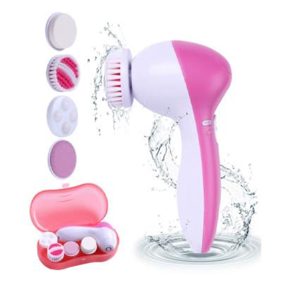 China PSB Acne Treatment 4 in 1 Battery Rose Face Facial Massager Waterproof Electric Rotating Exfoliating Cleansing Brush with Case for sale