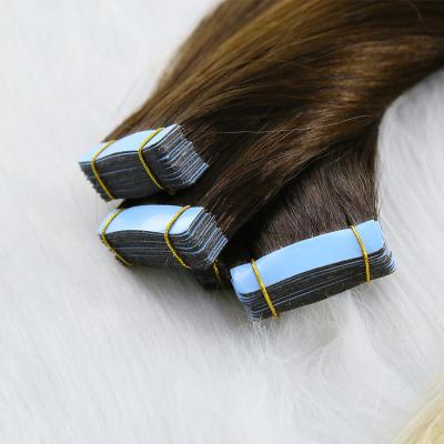 China Straight Ombre Blonde Wholesale Seamless PU Skin Weft Virgin Russian Remy Human hair Tape in hair Extensions Double Drawn for White Women for sale