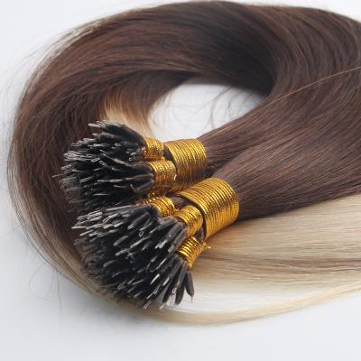 China Straight Wholesale Factory Price No Shedding Tangle Free Micro Nano Ring European Ombre color Remy Human Hair Extensions Double Drawn for sale