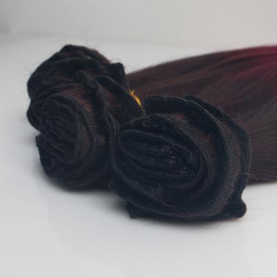 China Straight Full Cuticle Aligned bundles Virgin Double Drawn Remy Indian Human Hair Clip ins Hair Extensions Ombre color Customized 160g for sale