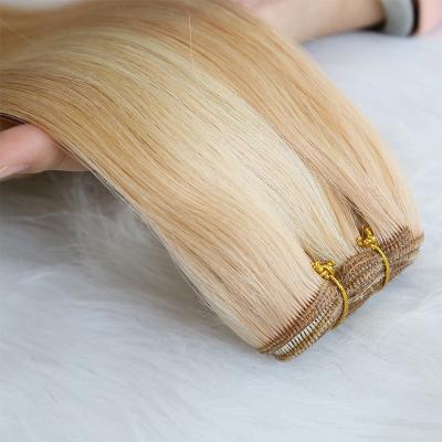 China Straight Full Cuticle Aligned Highlight Piano Color Double Drawn European Genius Weft Hair Extensions Weave Top Quality Virgin Human Hair for sale