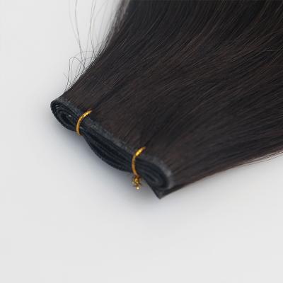 China Straight Full Cuticle Aligned Brown Double Drawn Chinese Hand Tied Genius Weft Hair Extensions Weave Top Quality Virgin Human Hair for sale