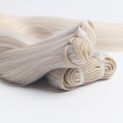 China Straight Cuticle Aligned bundles Virgin Double Drawn #1001 White Platinum blonde Remy Russian Human Hair weft Extensions Weave for sale