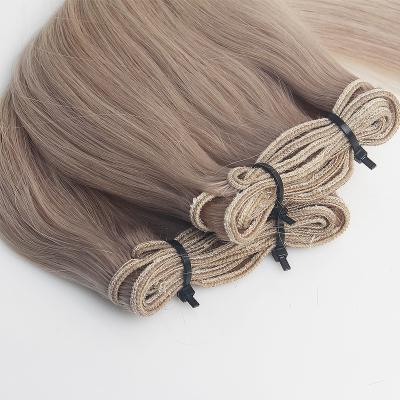 China Straight No Mixed Pure Full Cuticle Aligned bundles Virgin Double Drawn Remy Silver Russian Human Hair weft Extensions Weave Weaving for sale