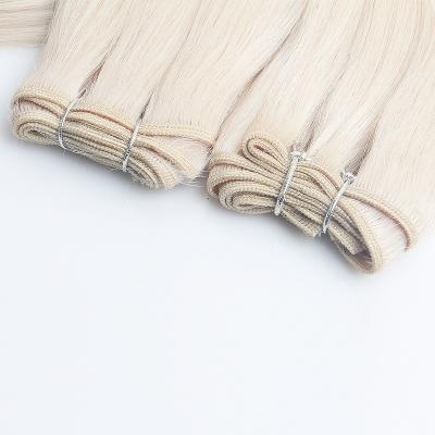 China Straight Thick Ends Full Cuticle Aligned bundles Virgin Double Drawn Remy Ice Blonde Russian Human Hair weft Extensions Weave Weaving for sale