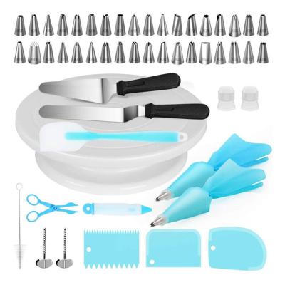 China Amazon New Arrival 52pcs Viable Cake Decorating Kit Baking Tool Accessories Cake Decorating Turntable Tool Set Supplies for sale