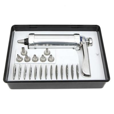 China Viable Stainless Steel Cookie Press Gun Kit for DIY Cookie and Decorating with 8 Icing Nozzles and 13 Molds for sale