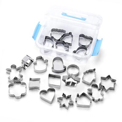 China 20pcs Viable Christmas Halloween DIY Cookie Cutter Metal Cookie Cutters Baking Set Tools With Storage Box for sale