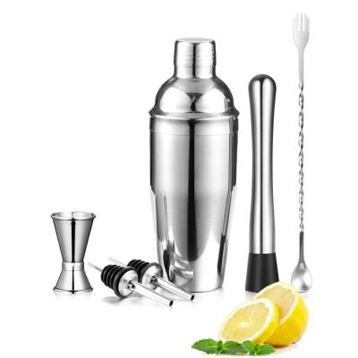 China 6 Piece Viable Cocktail Shaker Set Bar Tools Stainless Steel Cocktail Shaker Set Bartender Kit Bar Accessories for sale