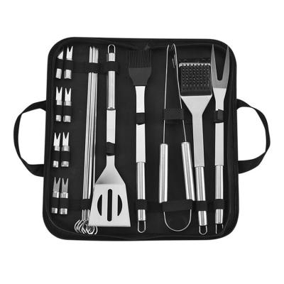 China Custom Made Easily Cleaned Stainless Steel BBQ Grill Tool Kit 21pcs BBQ Grill Accessories Set BBQ Utensils With Carry Bag for sale