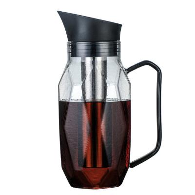 China WITH LID new design 15000ml high borosilicate glass cold brew coffee maker with removable 304 stainless steel filter for sale