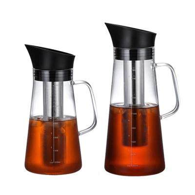 China WITH LID Wholesale 1200ml 15000ml High Borosilicate Glass Cold Brew Coffee Maker With Removable 304 Stainless Steel Filter for sale