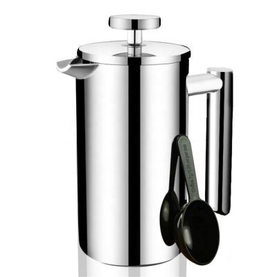 China 304 Grade 350ml/700ml/1000ml Sustainable Good Quality Stainless Steel Press Good Quality Insulated French Coffee Maker for sale