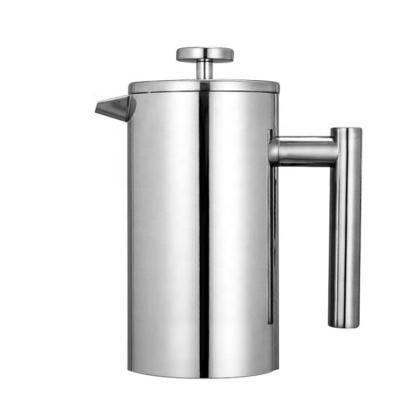 China Sustainable Silver Portable 350ml 800ml French Press Coffee Maker 304 Stainless Steel for sale