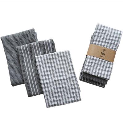 China 100% Cotton Hypoallergenic Three Piece Towel from Gray Series Home Cloth Fashion Art Tea Towel Durable Kitchen for sale