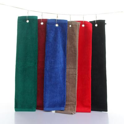 China Hypoallergenic Pure Color Water Soak Golf Sports Towel Custom Cotton Towels Strong Logo Towel for sale