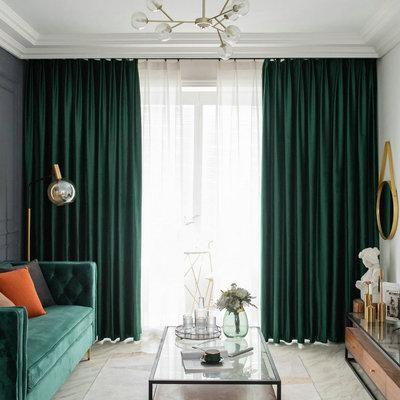 China Modern Soft Green Blackout Velvet Curtain Fabric Textiles Bathroom Blackout Curtains Wholesale Cheap Curtain For Living Room for sale