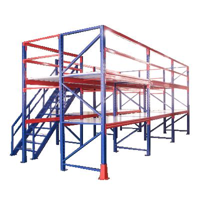 China Heavy Duty Industrial Loft Style Warehouse Storage Rack Shelf Steel Racking System For Stacking Racks Shelves for sale