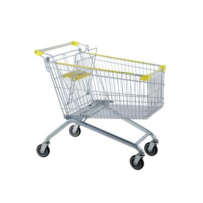 China Folding 180 Liter European Style Supermarket Trolley Grocery Cart Steel Supermarket Shopping Cart for sale