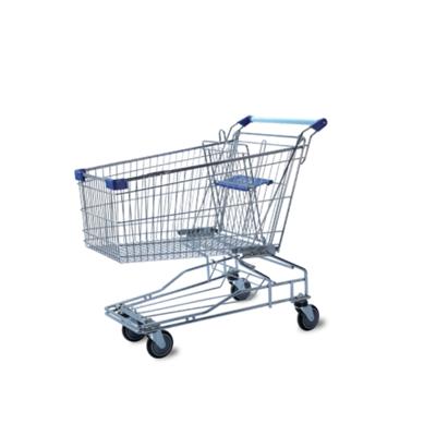 China New Design Asian Style Trolleys Double Folding Baskets 120L Supermarket Trolley For Supermarket for sale