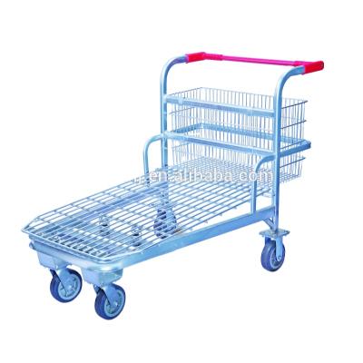 China Unveiling Factory Wholesale Price Galvanized Shopping Cart Promotion Basket Shop Trolley For Supermarket for sale