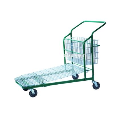 China Unveiling New Style Factory Wholesale Price Galvanized Shopping Flat Plastic Throw Trolley Supermarket for sale