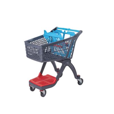 China Cheap 210L Folding All Plastic Expanded Steel Shopping Cart Grocery Trolley Supermarket Shopping Carts for sale