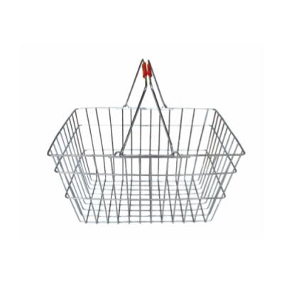 China Durable 20L Wire Mesh Double Handle Metal Basket Supermarket Shopping Basket Grocery Storage Basket for sale